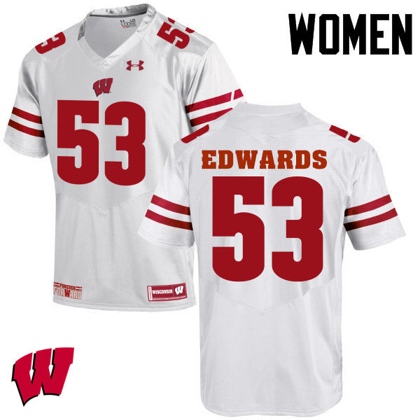 Wisconsin Badgers Women's #53 T.J. Edwards NCAA Under Armour Authentic White College Stitched Football Jersey DN40V27PP